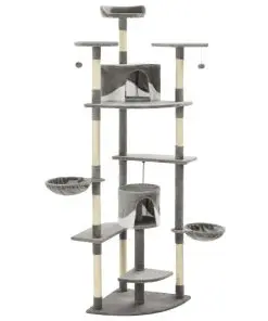 vidaXL Cat Tree with Sisal Scratching Posts 203 cm Grey and White