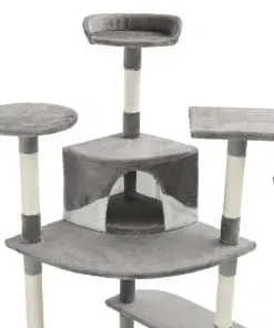 vidaXL Cat Tree with Sisal Scratching Posts 203 cm Grey and White