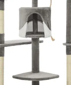 vidaXL Cat Tree with Sisal Scratching Posts 203 cm Grey and White