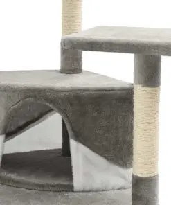 vidaXL Cat Tree with Sisal Scratching Posts 203 cm Grey and White