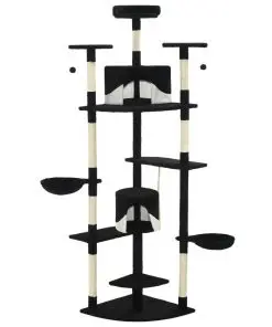 vidaXL Cat Tree with Sisal Scratching Posts 203 cm Black and White