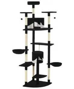 vidaXL Cat Tree with Sisal Scratching Posts 203 cm Black and White
