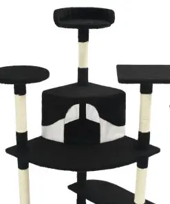 vidaXL Cat Tree with Sisal Scratching Posts 203 cm Black and White