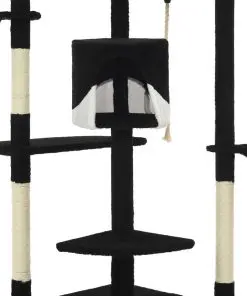 vidaXL Cat Tree with Sisal Scratching Posts 203 cm Black and White