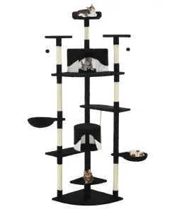 vidaXL Cat Tree with Sisal Scratching Posts 203 cm Black and White