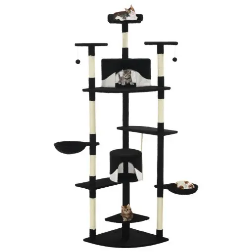 vidaXL Cat Tree with Sisal Scratching Posts 203 cm Black and White