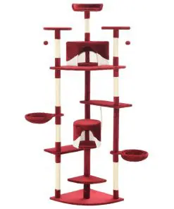 vidaXL Cat Tree with Sisal Scratching Posts 203 cm Red and White