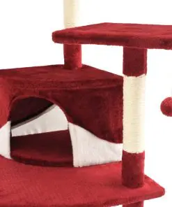 vidaXL Cat Tree with Sisal Scratching Posts 203 cm Red and White