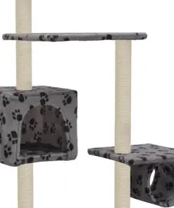 vidaXL Cat Tree with Sisal Scratching Posts 260 cm Grey Paw Prints