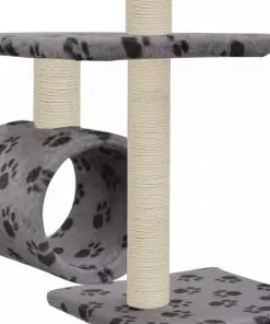 vidaXL Cat Tree with Sisal Scratching Posts 260 cm Grey Paw Prints