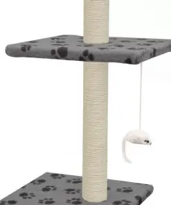 vidaXL Cat Tree with Sisal Scratching Posts 260 cm Grey Paw Prints