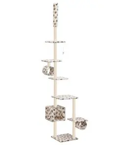 vidaXL Cat Tree with Sisal Scratching Posts 260 cm Beige Paw Prints