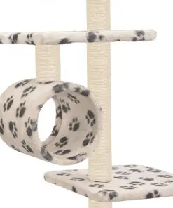 vidaXL Cat Tree with Sisal Scratching Posts 260 cm Beige Paw Prints