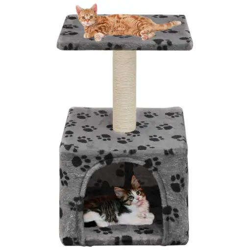 vidaXL Cat Tree with Sisal Scratching Post 55 cm Grey Paw Print