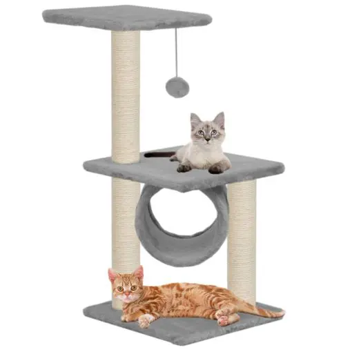 vidaXL Cat Tree with Sisal Scratching Posts 65 cm Grey