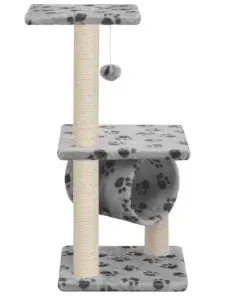 vidaXL Cat Tree with Sisal Scratching Posts 65 cm Grey Paw Print