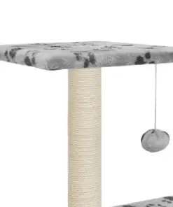 vidaXL Cat Tree with Sisal Scratching Posts 65 cm Grey Paw Print