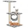 vidaXL Cat Tree with Sisal Scratching Posts 65 cm Grey Paw Print
