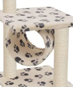 vidaXL Cat Tree with Sisal Scratching Posts 65 cm Beige Paw Print