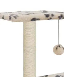 vidaXL Cat Tree with Sisal Scratching Posts 65 cm Beige Paw Print