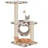 vidaXL Cat Tree with Sisal Scratching Posts 65 cm Beige Paw Print