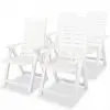 vidaXL Reclining Garden Chairs 4 pcs Plastic White