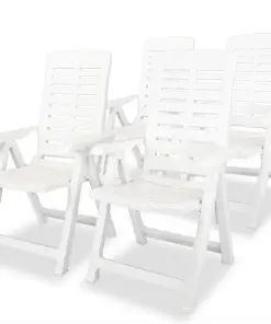 vidaXL Reclining Garden Chairs 4 pcs Plastic White