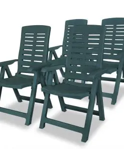 vidaXL Reclining Garden Chairs 4 pcs Plastic Green