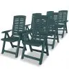 vidaXL Reclining Garden Chairs 6 pcs Plastic Green vidaXL Reclining Garden Chairs 6 pcs Plastic Green