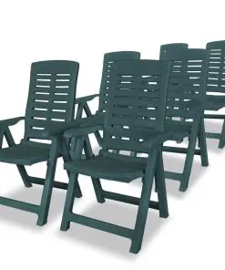 vidaXL Reclining Garden Chairs 6 pcs Plastic Green