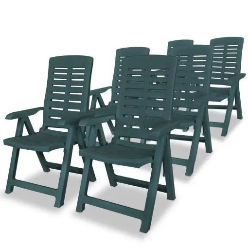 vidaXL Reclining Garden Chairs 6 pcs Plastic Green