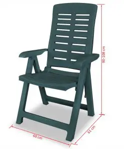 vidaXL Reclining Garden Chairs 6 pcs Plastic Green