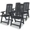 vidaXL Reclining Garden Chairs 4 pcs Plastic Anthracite vidaXL Reclining Garden Chairs 4 pcs Plastic Anthracite