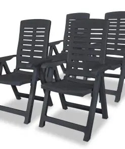 vidaXL Reclining Garden Chairs 4 pcs Plastic Anthracite