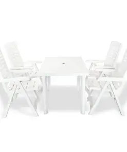 vidaXL 5 Piece Outdoor Dining Set Plastic White