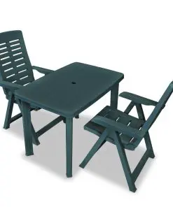 vidaXL 3 Piece Bistro Set Plastic Green