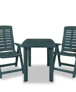 vidaXL 3 Piece Bistro Set Plastic Green
