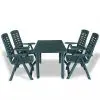 vidaXL 5 Piece Outdoor Dining Set Plastic Green vidaXL 5 Piece Outdoor Dining Set Plastic Green