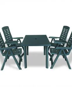 vidaXL 5 Piece Outdoor Dining Set Plastic Green