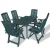 vidaXL 7 Piece Outdoor Dining Set Plastic Green vidaXL 7 Piece Outdoor Dining Set Plastic Green