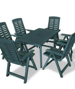 vidaXL 7 Piece Outdoor Dining Set Plastic Green