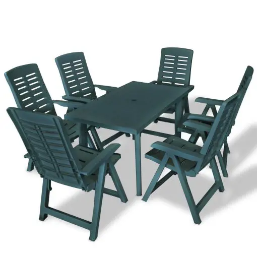 vidaXL 7 Piece Outdoor Dining Set Plastic Green