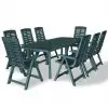 vidaXL 9 Piece Outdoor Dining Set Plastic Green vidaXL 9 Piece Outdoor Dining Set Plastic Green