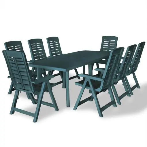 vidaXL 9 Piece Outdoor Dining Set Plastic Green