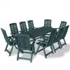 vidaXL 11 Piece Outdoor Dining Set Plastic Green vidaXL 11 Piece Outdoor Dining Set Plastic Green