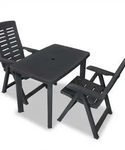 vidaXL 3 Piece Bistro Set Plastic Anthracite