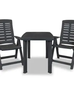 vidaXL 3 Piece Bistro Set Plastic Anthracite