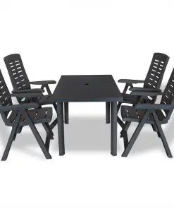 vidaXL 5 Piece Outdoor Dining Set Plastic Anthracite