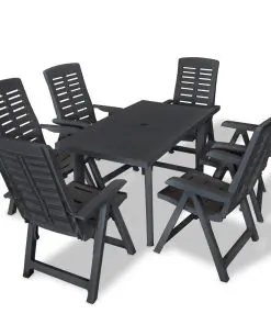 vidaXL 7 Piece Outdoor Dining Set Plastic Anthracite