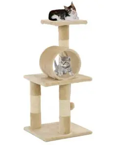 vidaXL Cat Tree with Sisal Scratching Posts 65 cm Beige
